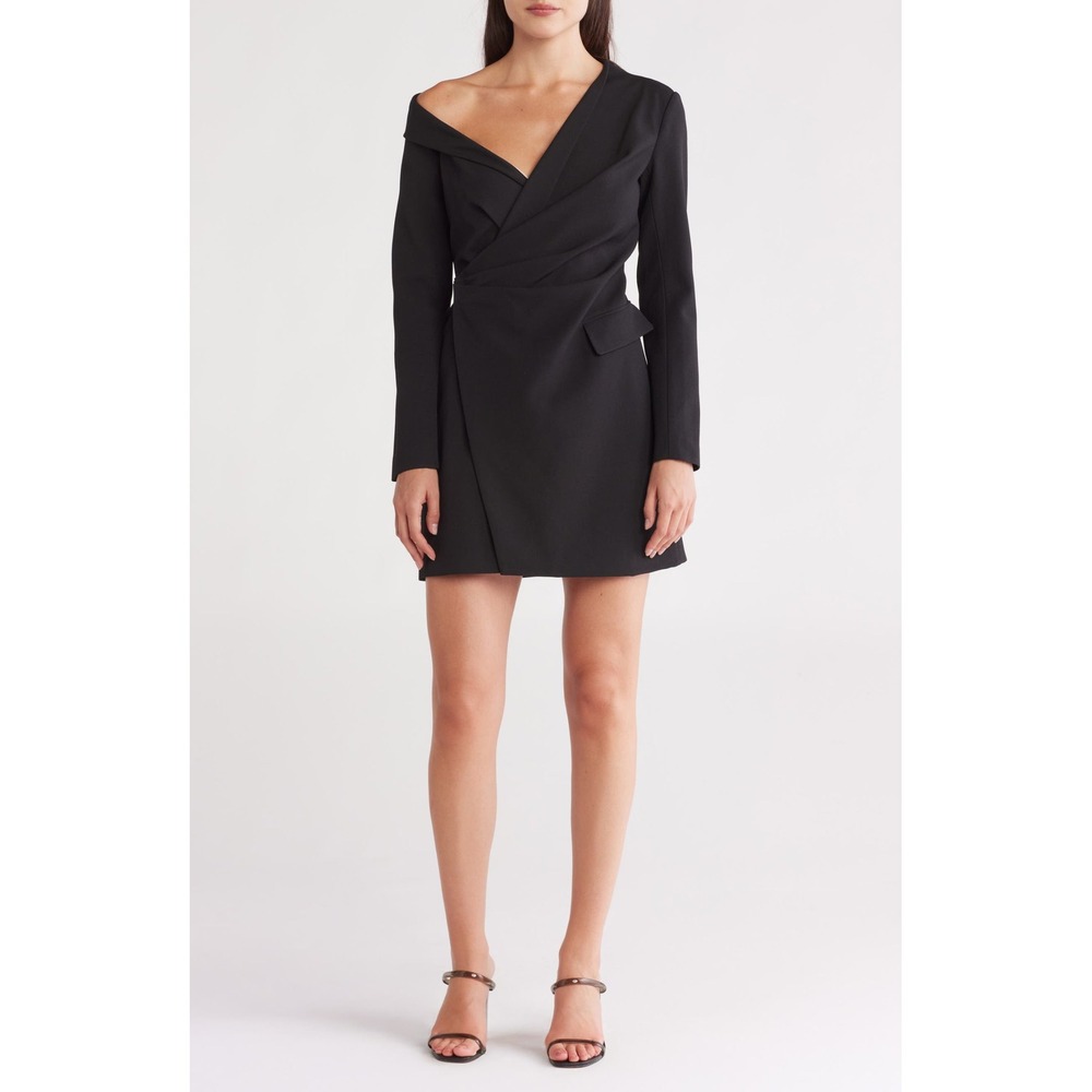 A.L.C. Womens 6 Black Skyla One Shoulder Long Sleeve Dress Mini Career Designer‎